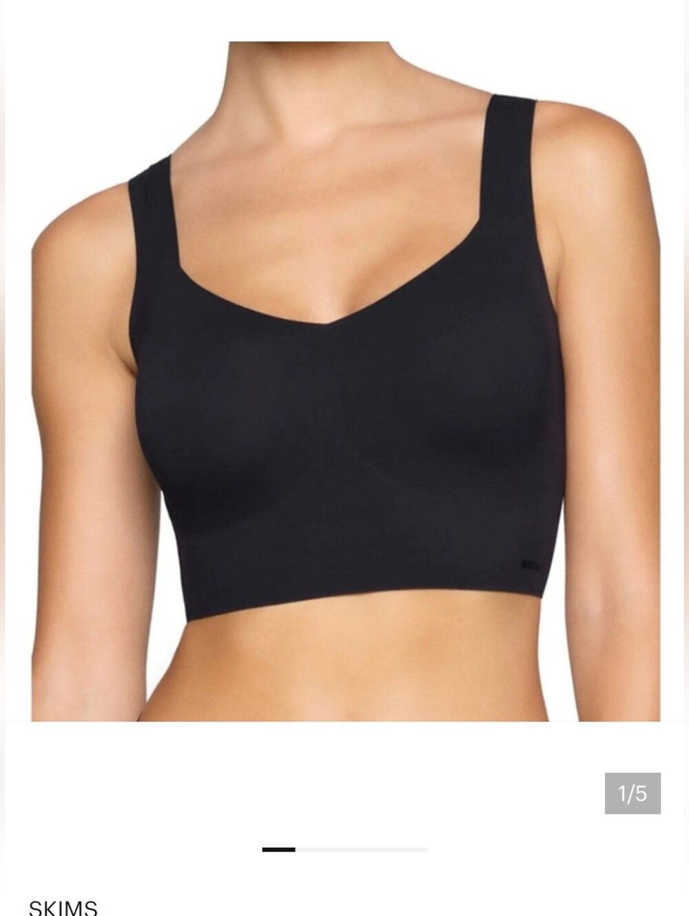 Skims Wireless Plunge Neckline Long Line Bra Black Size 2 X Thick Straps V Shape